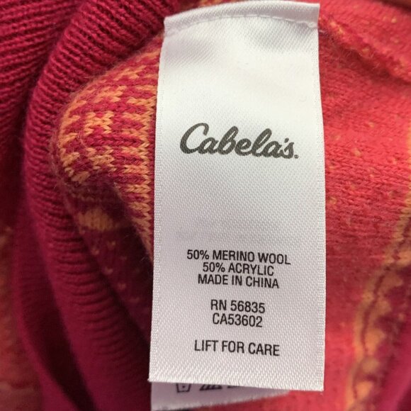 Cabelas Size Large Sweater Wool Blend Cowl Neck Pullover Pink Red Striped - Picture 4 of 5